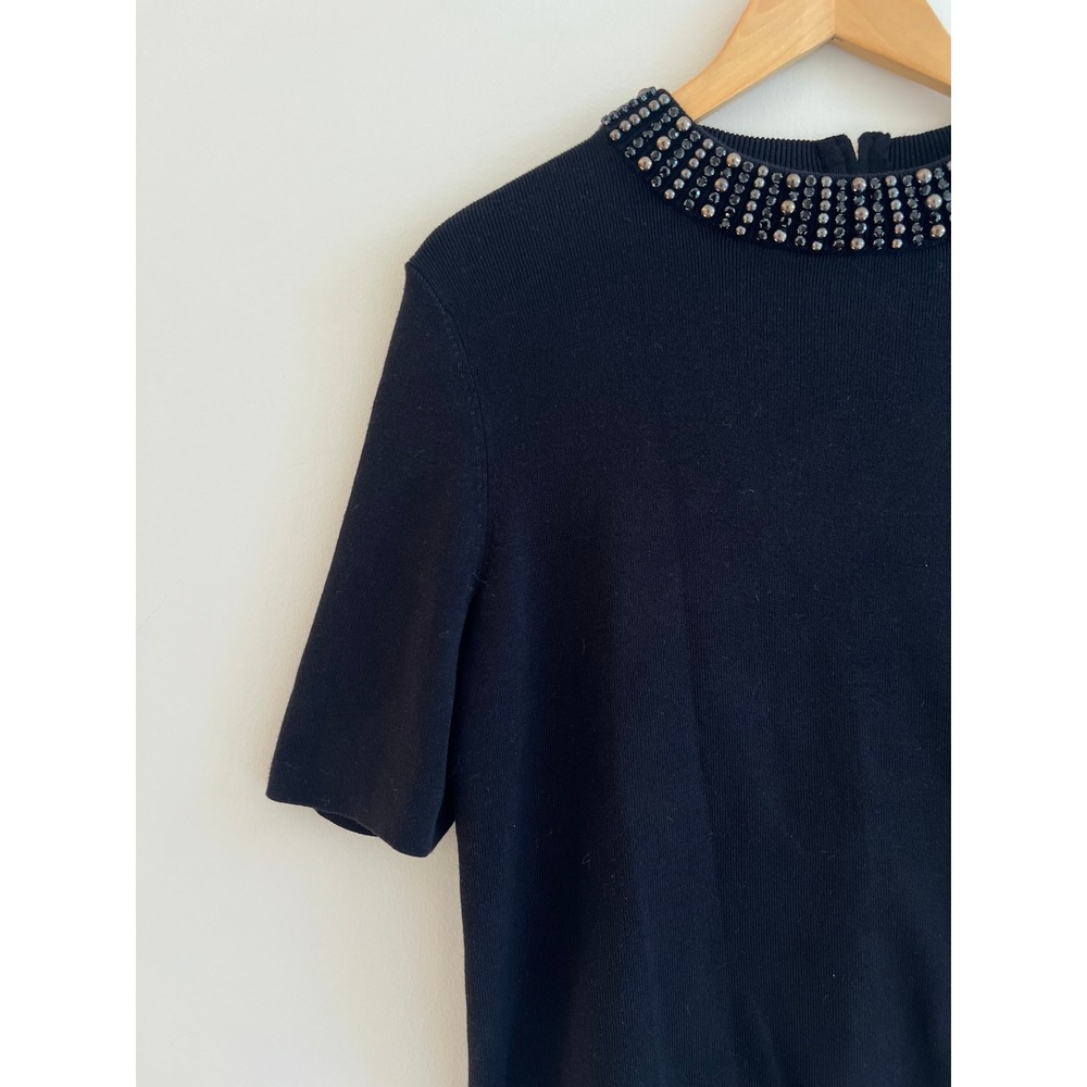 NWT Talbots Black Embellished Beaded Neck Knit Top LP Quiet Luxury Business - Picture 6 of 12